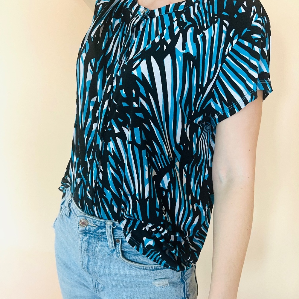 Tunic Short Sleeve Blouse Button Up